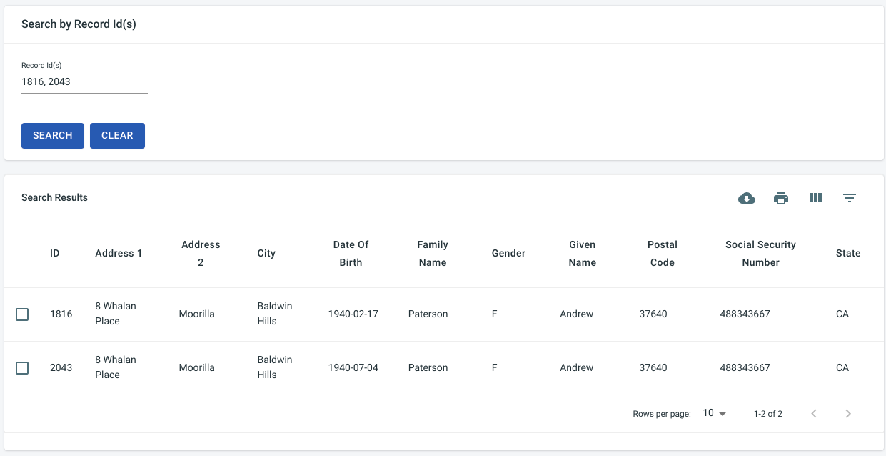 Search Page screenshot