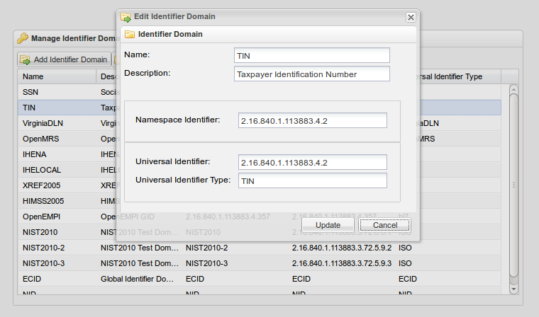 Edit Identifier Domains screenshot