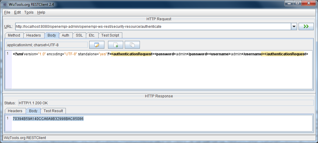 RESTClient tool screenshot