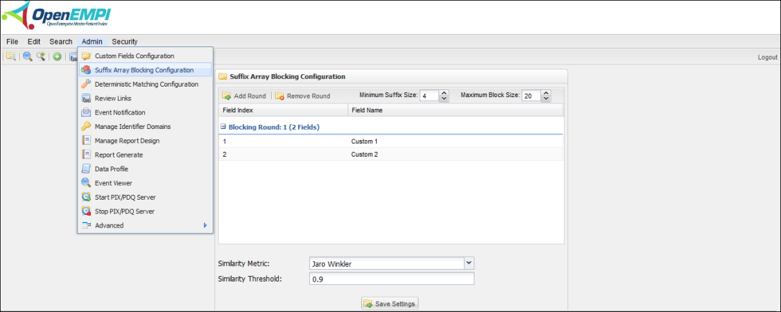 Blocking Configuration screenshot