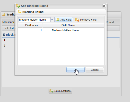 Blocking Configuration screenshot