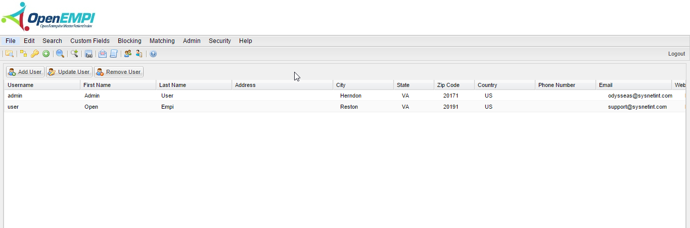 Manage Users screenshot