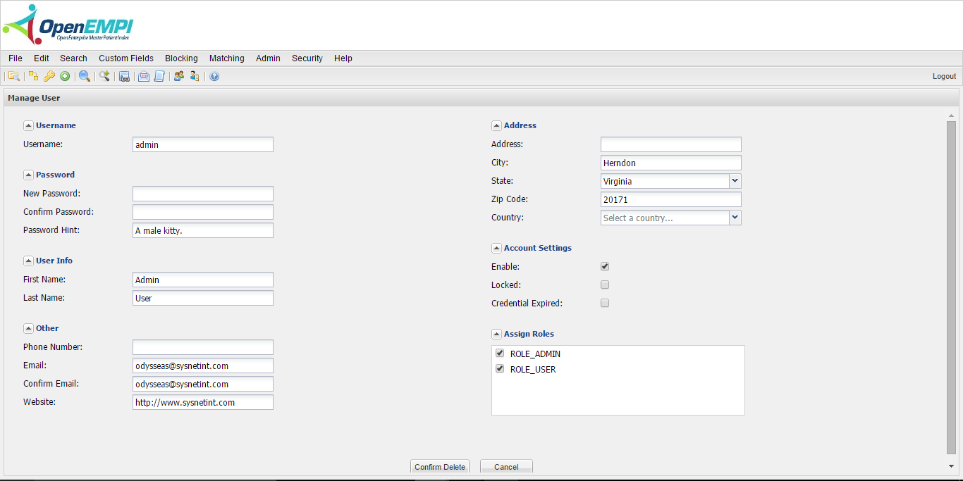 Manage Users screenshot