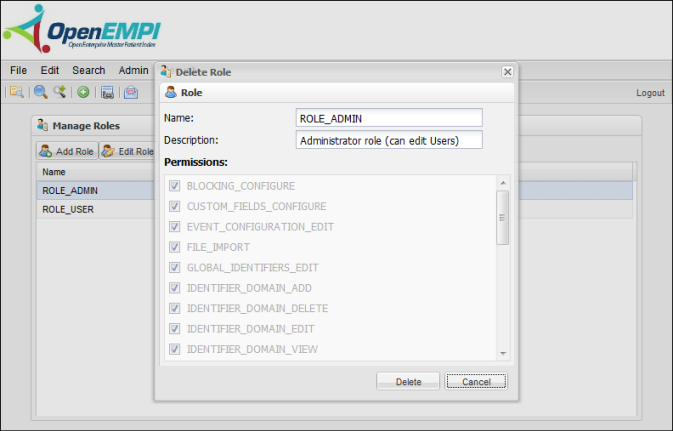 Manage Roles screenshot