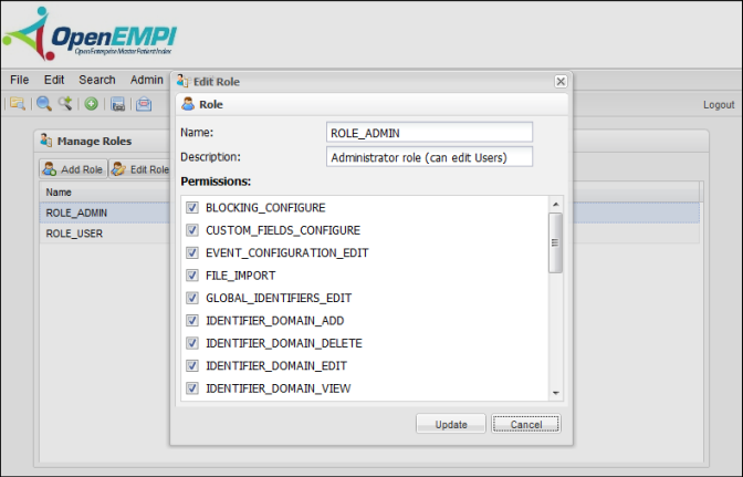 Manage Roles screenshot