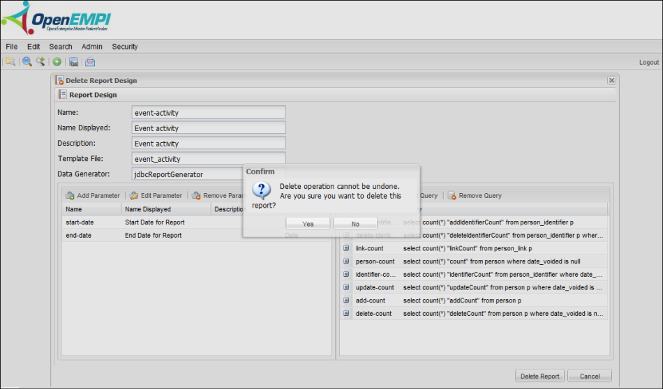 Manage Report Design screenshot