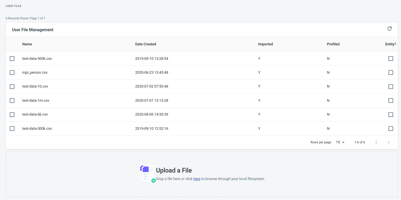 User Files Page screenshot