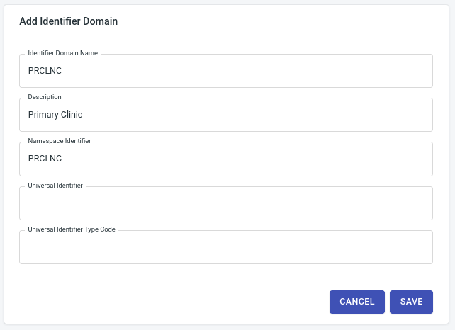 Identifier Domains Page screenshot